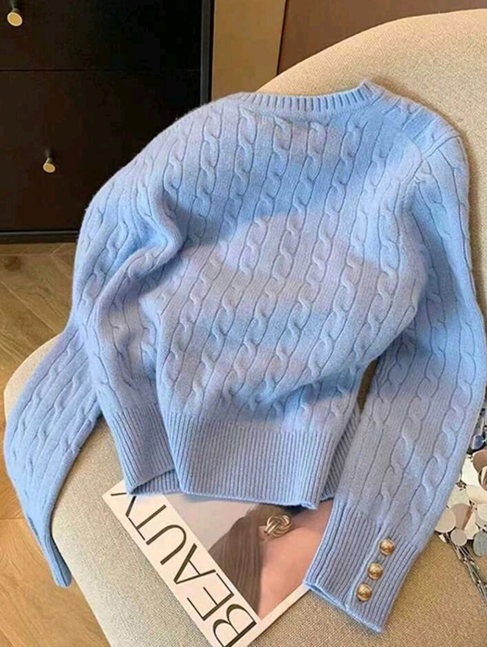 Casual Versatile Solid Color Round Neck Long Sleeve Women Sweater - Picture 4 of 4
